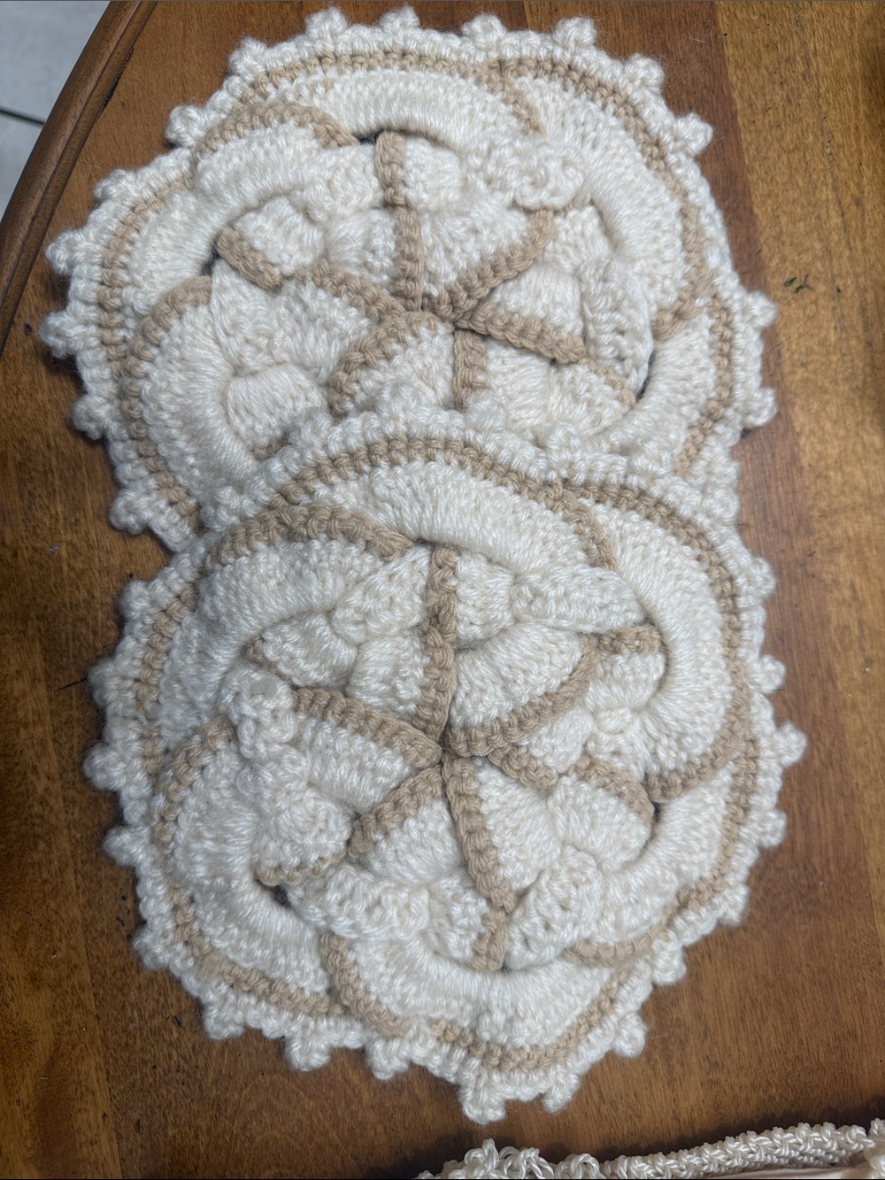 Neutral Crochet Potholders Set in Cream and Tan - Handcrafted Home Accent